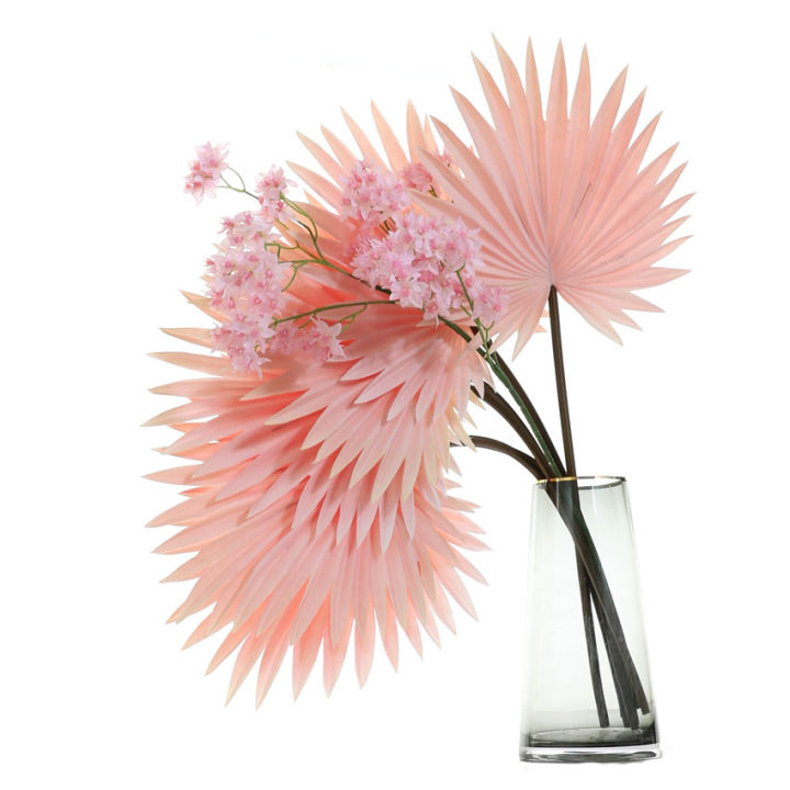 hot-ใบปาล์มดอกไม้ประดิษฐ์-พัดดอกทานตะวัน-pu-พื้นหลังงานแต่งงานดอกไม้ปลอม-pu-พัดลม-บ้านศิลปะการตกแต่ง