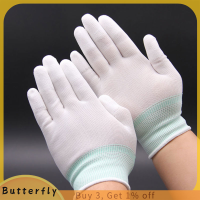 Butterfly ถุงมือป้องกันไฟฟ้าสถิตย์ ESD Electronic working gloves PU นิ้ว PC antiskid for Garden