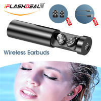 IFlashDeal หูฟังอินเอียร์สเตอริโอหูฟังสำหรับเล่นกีฬาหูฟังบลูทูธหูฟังเอียบัดไร้สายชุดหูฟังกันเหงื่อเบส V5.0หูฟังสำหรับเล่นกีฬากล่องจ่ายไฟการยกเลิกหูฟังเอียร์บัดแบบมีไมโครโฟนการชาร์จหูฟังเสียงสำหรับโทรศัพท์