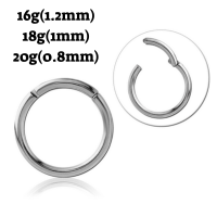 แหวนส่วนบานพับเหล็กผ่าตัดขัดเงาสูง 16 ก. (1.2 มม.) , 18 ก. (1 มม.) , 20 ก. (0.8 มม.) - High polished surgical steel hinged segment ring, 16g (1.2mm) , 18g (1mm) , 20g (0.8mm)