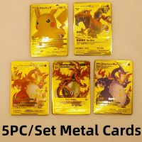 Pokemon Cards Vmax V GX EX Gold Pokémon Metal Card Collection Game Tag Team Child Birthday Gift Anime Kids Toys