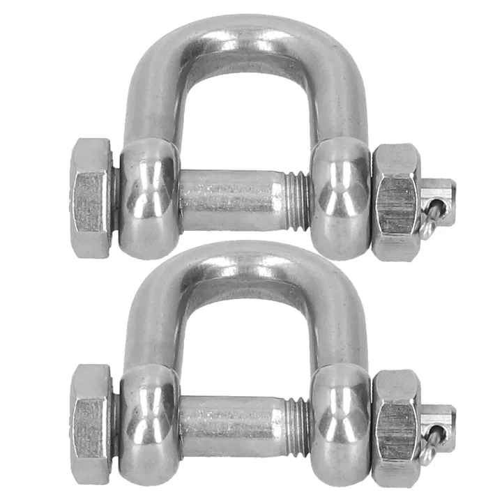 2Pcs D Ring Anchor Shackle Screw Pin 304 Stainless Steel with Insurance