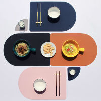 C2สองด้าน2สีบนโต๊ะอาหาร Pad Placemat หนัง PU ตารางเสื่อฉนวนกันความร้อนลื่น Placemats ชามรถไฟเหาะครัวเครื่องมือ