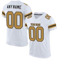 White Gold Polyester Customized Football Jersey for Men Football Short Sleeves Athletic Tee Shirts