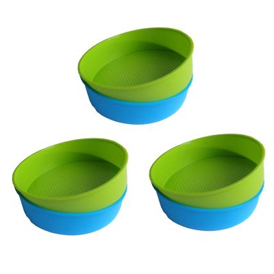 3X Silicone Mould Bakeware 26cm/10Inch Round Cake Form Baking Pan Blue and Green Colors are Random