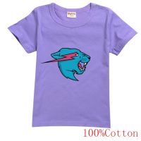 Mr Beast Lightning Cat KidsT-shirt Childrens Top Baby Half Sleeve T-shirt 100% Cotton Short Sleeve Girls Top