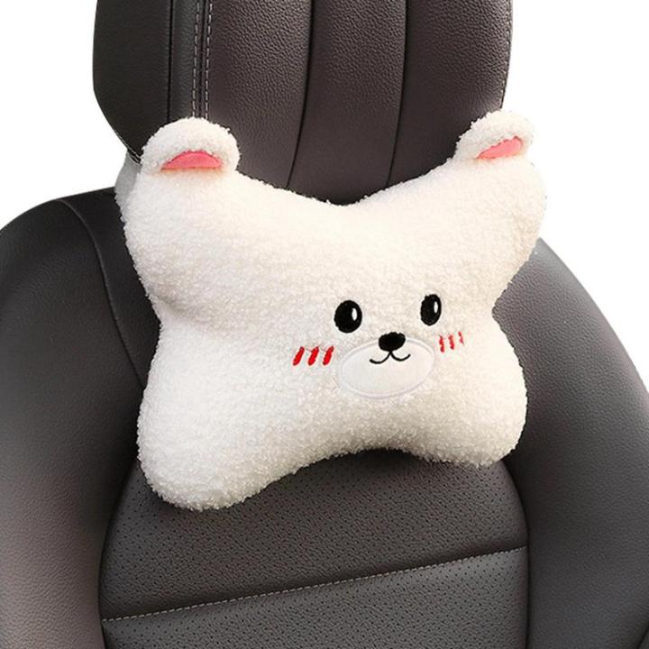 หมอนรองศีรษะในรถยนต์-auto-car-neck-support-cushion-cute-neck-rest-pad-with-sherpa-fabric-and-elastic-car-accessories