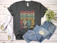 Vintage 1955 Shirt Limited Edition 65Th Birthday Gift Sixtyfifth Years Old Gift Tees Clothing Gildan