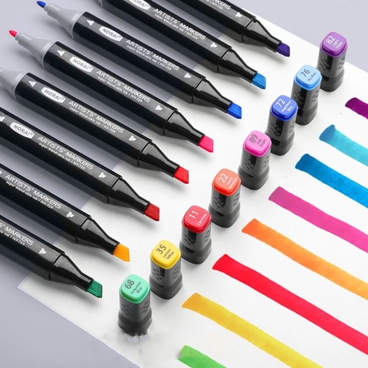 double-ended-oil-based-markers-quadrangular-shaped-rod-30-40-60-color-set-for-drawing-outlines-laying-colors-watercolor-pen