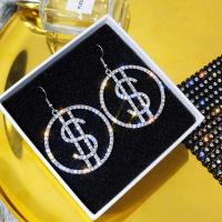 Women Sparkling CZ Diamond Dollar Earrings Set Chic Gold Plated Hoop Dangles Earring Jewelry For Female Girls