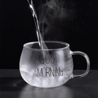 แก้วถ้วยใส่นมเครื่องดื่มแก้วน้ำชากาแฟใสมีหูจับแก้วขนมหวานอาหารเช้าพิมพ์ตัวอักษรใหม่2022