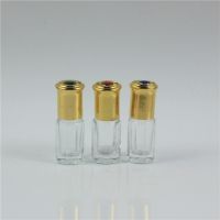 【CW】 3ml 6ml 12ml Octagonal Thick Glass Roll On Essential Oil Empty Perfume Bottle With Gold Lid Wholesale