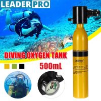 500ml Scuba Diving Tank Oxygen Cylinder Scuba Respirator Breath Valve With Pressure Gauge Regulator Snorkeling Diving