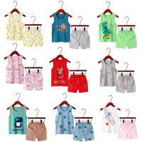 2-8 Years Baby Boy Pajamas Cotton Sets Summer Cartoon Sleepwear Vest Shorts Pyjamas Suit for Girls Kids Toddler Home Clothes