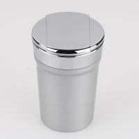 Portable Windproof Car Ashtray With LED Blue Light Mini Detachable Stainless Steel Car Trash Can For Outdoor Travel Home Use