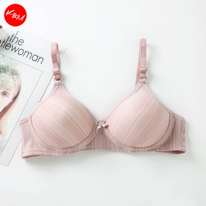KM Women Cotton Non Wired Ready Stock Malaysia Teenage Bra Lingerie