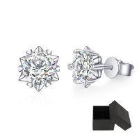 Smyoue 0.3-2CT 100% Real Moissanite Stud Earrings for Women Wedding Sparkling Ear Studs S925 Sterling Silver Jewelry White Gold