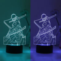 Manga Anime Figure Roronoa Zoro 3D Led Night Light Home Room Acrylic Remote Lamp Desk Decor For Kid Child Illusion Novelty Gift