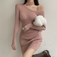 Genayooa Slim Sexy Dress Women Party Night Black Pink Skinny  Autumn Long Sleeve Bodycon Knitted Sweater Dress Vestidos Y2k