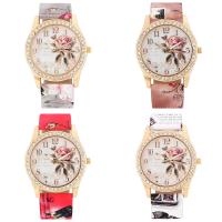 [LK]Fashion Women Rhinestone Wrist Watch Casual Rose Pattern Quartz Wristwatch