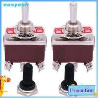 EASYEAH 4Pcs 6ขา3ตำแหน่ง สวิตช์สลับชั่วขณะ DC 12V 30A DPDT (เปิด)-ปิด-(เปิด) สวิตช์สลับ ทนทานต่อการใช้งาน ฝาครอบบูตกันน้ำ รถไฟทางอากาศสำหรับเรือเดินทะเล