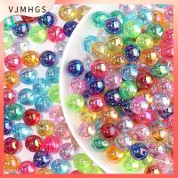 VJMHGS 200 PCS 10มม. ค่ะ ลูกปัดแก้วหลากสี อะคริลิค AB สี ลูกปัดฟองสีผสมแบบสุ่ม งานฝีมือทำเครื่องประดับ DIY สีผสมกัน ลูกปัดบับเบิลกัมสี AB กำไลข้อมือสร้อยข้อมือ