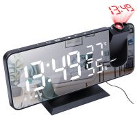 LED Digital Smart Alarm Clock Electronic Desktop Clocks USB Wake Up Clock with FM Radio 180° Time Projection Snooze