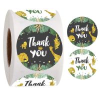 【DT】 hot  500 sheets/roll Jungle Safari Sticker Baby Shower Thank You Stickers Bag Packaging Sealing Label Wedding Birthday Party Decor