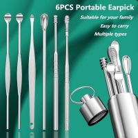 6pcs/set Earpick Sticks Earwax Remover Curette Ear Pick Cleaning Cleanser Protector Picker Wax Removal