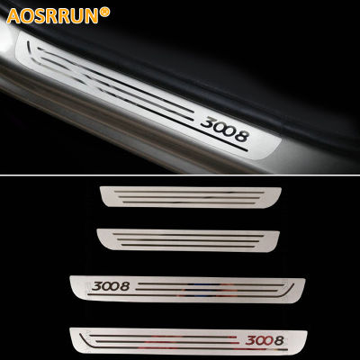 AOSRRUN Free shipping Stainless Steel Door Sill Scuff Plate car accessories For Peugeot 3008 2009-2016 1Gen 2Gen