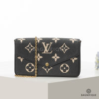 NEW LV FELICIE PM BLACK MONOGRAM WHITE CALF GHW MICROCHIP