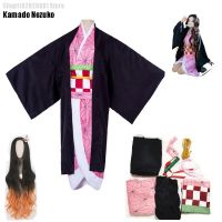 Kamado Nezuko Cosplay Costume Anime Demon Slayers Slayer Kimono Kimetsu No Yaiba Kamado Nezuko Costume Wig Hallween Adult Kids