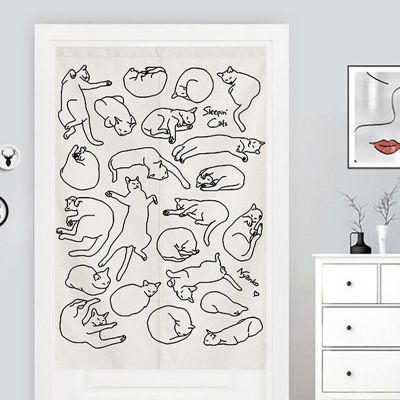 Fashion 2023 Simple Japanese cat shaped door curtains, decorated with cartoons in the kitchen