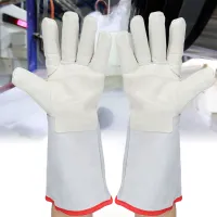 ถุงมือรักษาอุณหภูมิต่ำ40ซม. ความยาว Cryogenic LNG ถุงมือรักษาไนโตรเจนเหลวทำงานถุงมือป้องกัน