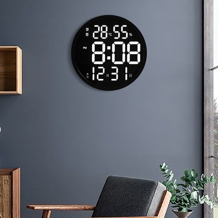 12นิ้ว-led-นาฬิกาแขวนนาฬิกาดิจิตอลขนาดใหญ่ที่มีอุณหภูมิความชื้นปฏิทิน