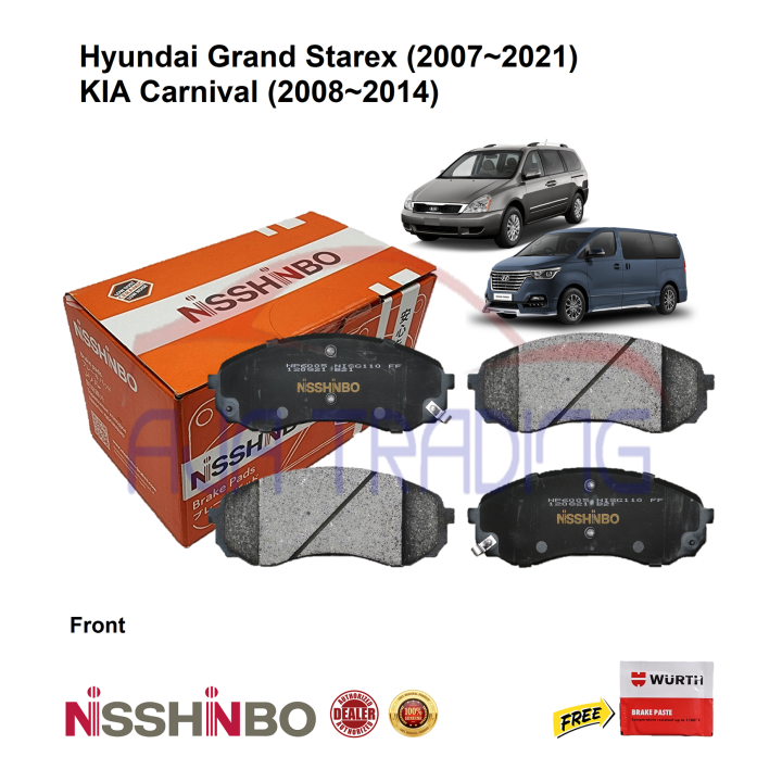 Genuine Nisshinbo Front Brake Pads with SHIMS and CLIPS for Hyundai Grand Starex (20072021