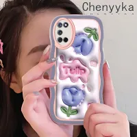 เคส Chenyyka สำหรับ OPPO A52 A72 A92 4G เคสแฟชั่น3D สีม่วงทิวลิปดีไซน์ใหม่สีครีมเวฟบอร์เดอร์เคสโปร่งใสลายกล้องถ่ายรูปเคสมือถือกันกระแทกแบบใสเรียบง่ายอ่อนโยนป้องกัน