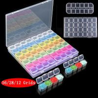 ☍ 56/28/12 Grids Diamond Painting Storage Box Rhinestone Nail Art Necklace Earrings Beads Organizer Embroidery Accessory Case
