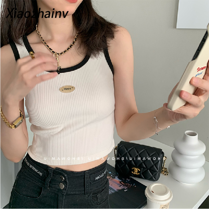 Xiaozhainv Korean Version Womens Slim Short Cropped Navel Knitted Camisole For Woman Lazada 0214