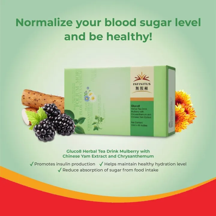 Gluco8 Herbal Tea Drink Mulberry with Chrysanthemum and Chinese Yam