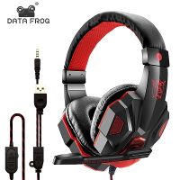 【Must-have】 DATA FROG Gaming หูฟังสำหรับ PS4หูฟังพร้อมไมโครโฟนสำหรับ PS4 PS3สำหรับ Switch สำหรับ Xbox One หูฟังสำหรับ PC