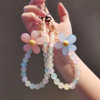 Trendy Beaded Wrist Strap Fashionable Phone Strap Small Fresh Colored Flower Strap Beaded Bracelet Phone Strap Candy Color Wrist Strap