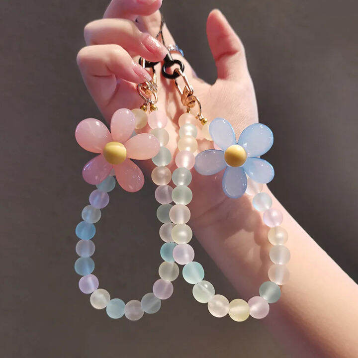 fashionable-phone-strap-anti-loss-phone-strap-small-fresh-colored-flower-strap-candy-color-wrist-strap-beaded-bracelet-phone-strap