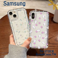 กระต่ายน่ารัก เคสถุงลมนิรภัยแบบใส For Samsung S23 Ultra A23 A33 A53 A22 A72 A03 A20 A30 A10 A12 A20S A32 A71 A13 A11 S20 S21 S22 FE Plus เคสซิลิโคนอ่อนนุ่มป้องกันกล้องกันกระแทก