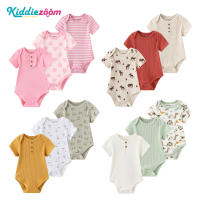 Kiddiezoom เสื้อผ้าเด็ก เสื้อผ้า Romper ผ้าเด็ก 3 ชิ้นแขนสั้นผ้าฝ้าย 100% BDS3434-3437