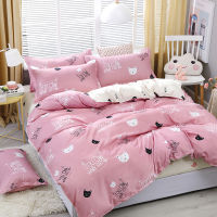 ชุดเครื่องนอน ผ้าปูที่นอนลายแมว 3.5 / 5 / 6 ฟุต ลายผ้านวม ไม่รวมผ้าห่ม ชุดผ้าปูที่นอน Fitted sheet รัดมุม