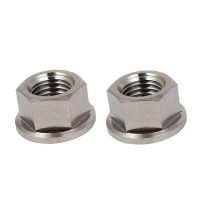 2Pcs M10 x 1.25 mm Non-Slip TC4 Titanium Ti Flanged Nut for Bicycle Motorcycle Screws Screw-Fastener