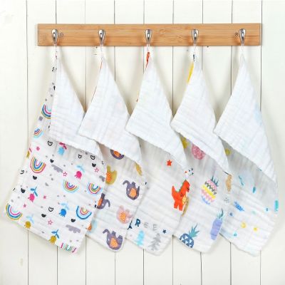 【CC】 Muslin Cotton Baby 6 Layer Handkerchief Colorful Kid Newborn Face Bibs Feeding Towelf for Kids