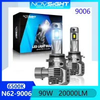 Novsight N62 HB4 9006 LED ไฟหน้าหลอดไฟ 6500K Cool White ไฟ LED สว่างมากสำหรับรถยนต์ High/Low Beam หมอกโคมไฟ 90W 20000LM Plug and Play ในสต็อก 2 ชิ้นรับประกัน 2 ปีจัดส่งฟรี