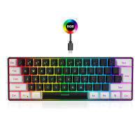 คีย์บอร์ดแบบมีสายมัลติมีเดียกันน้ำ/ปุ่มลัด61-Key Plug Play พร้อม RGB Light Quick Response Ergonomic Desktop Game Backlit Mechanical Keyboard อุปกรณ์เกมคีย์บอร์ดแบบมีสายที่เชื่อถือได้